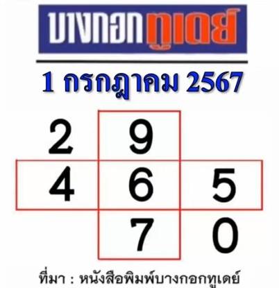 หวยบางกอกทูเดย์-1-7-67